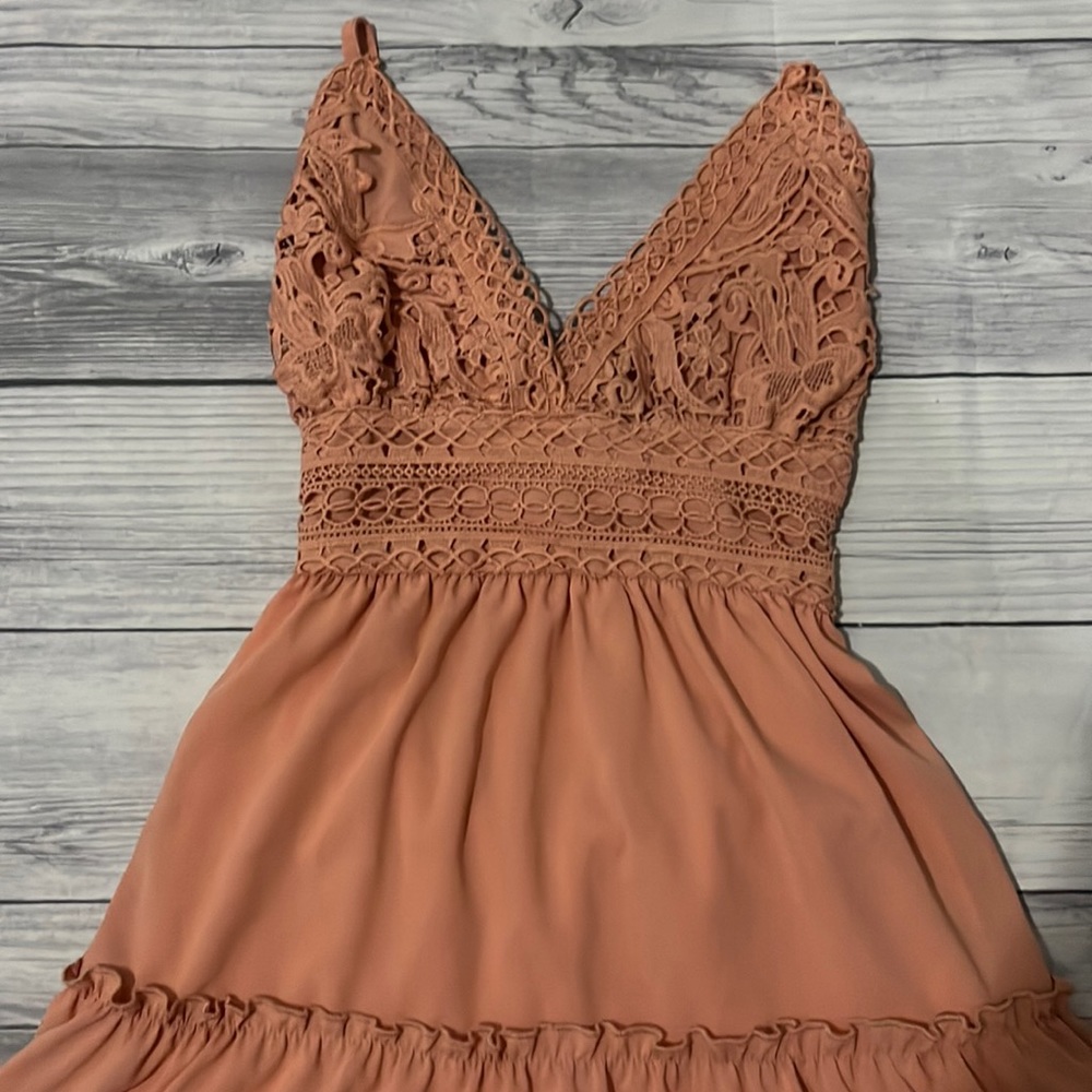 Pink open back summer dress